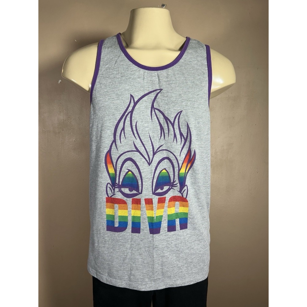 Disney Rainbow Ursula Pride DIVA Tank Top XL Gray‎